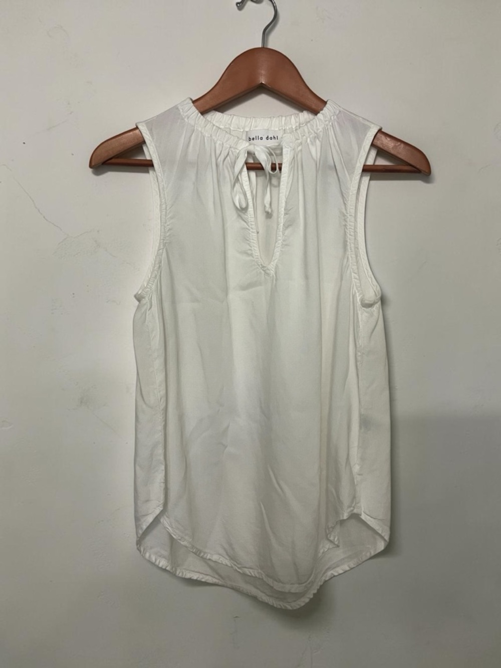Bella Dahl White Sleeveless Shirred Front Tie Halter Top Size S